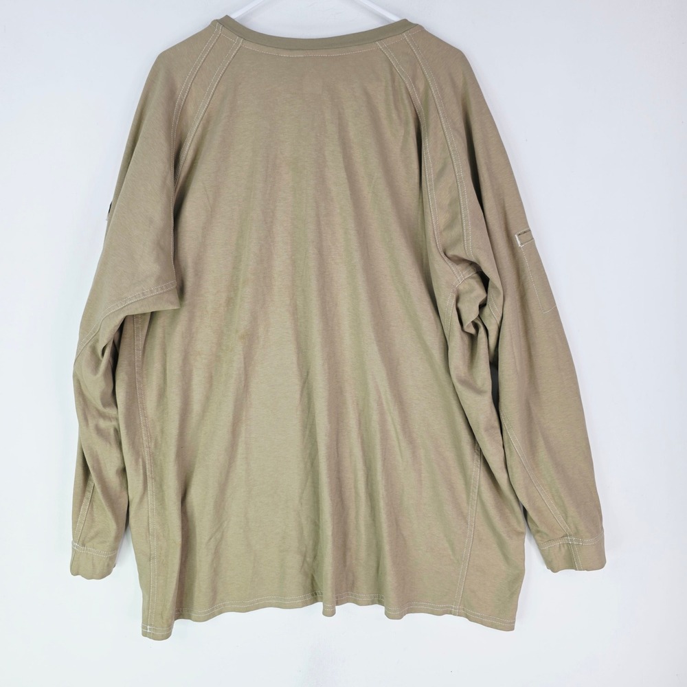 Bulwark FR iQ Series Mens XXL Tall 2XLT Khaki Tan Flame Resistant Henley Shirt - Picture 10 of 16